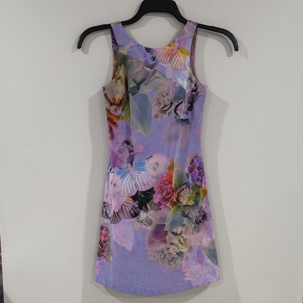 Amanda Uprichard Multicolor butterfly Floral Mini Dress fairy feminine silk